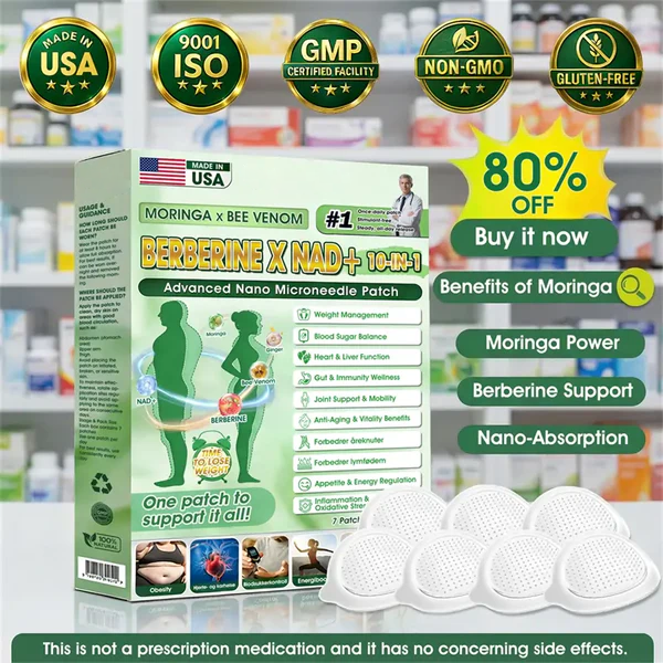 🧑‍⚕️🩺 Moringa · Berberine × NAD+ 𝟏𝟎-𝐢𝐧-𝟏 𝐀𝐝𝐯𝐚𝐧𝐜𝐞𝐝 𝐍𝐚𝐧𝐨 𝐌𝐢𝐜𝐫𝐨𝐧𝐞𝐞𝐝𝐥𝐞 𝐏𝐚𝐭𝐜𝐡 — 𝐎𝐧𝐜𝐞 𝐃𝐚𝐢𝐥𝐲, 𝐕𝐢𝐬𝐢𝐛𝐥𝐞 𝐑𝐞𝐬𝐮𝐥𝐭𝐬 𝐢𝐧 𝟕 𝐃𝐚𝐲𝐬