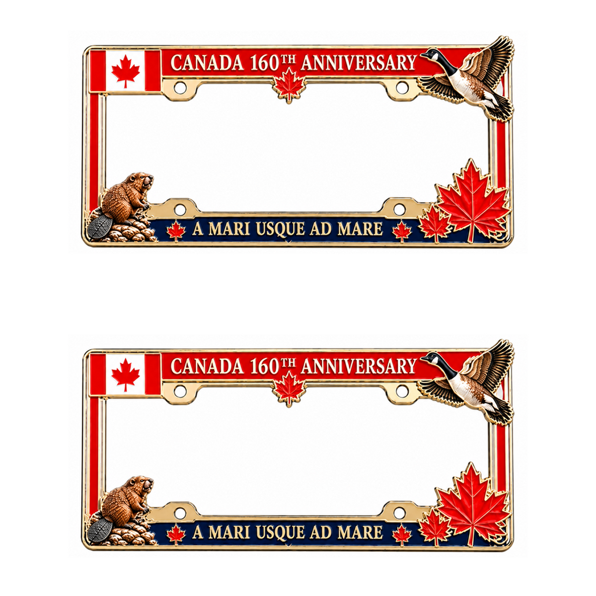 🍁🚗 Canada 160th Anniversary Commemorative Metal License Plate Frame