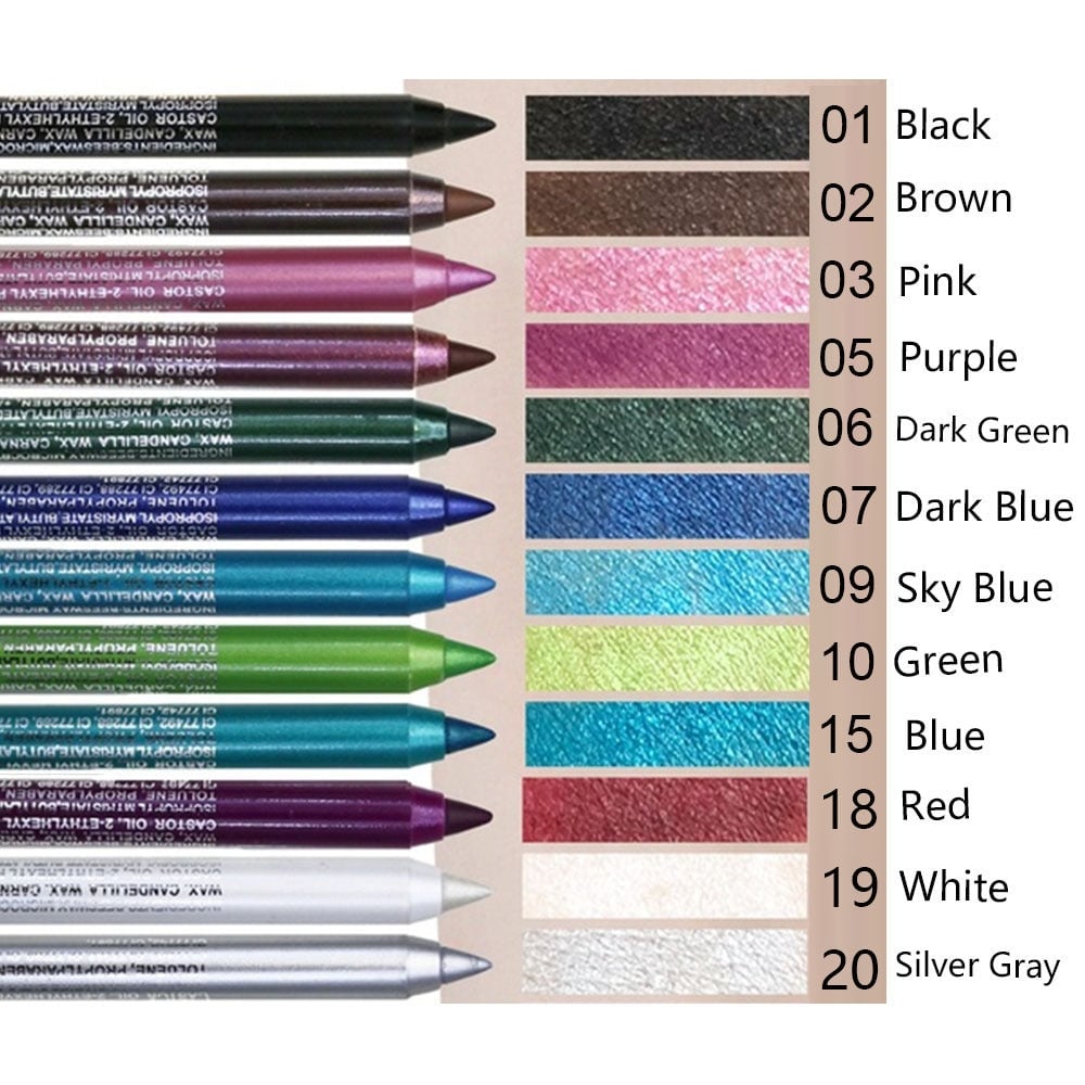 14-Pack Eyeliner Pencil Waterproof Colored Gel Liners