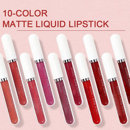 10Pcs Liquid Matte Matt Lipstick Set, Long Lasting Lipstick 24 hour Waterproof Lip Gloss
