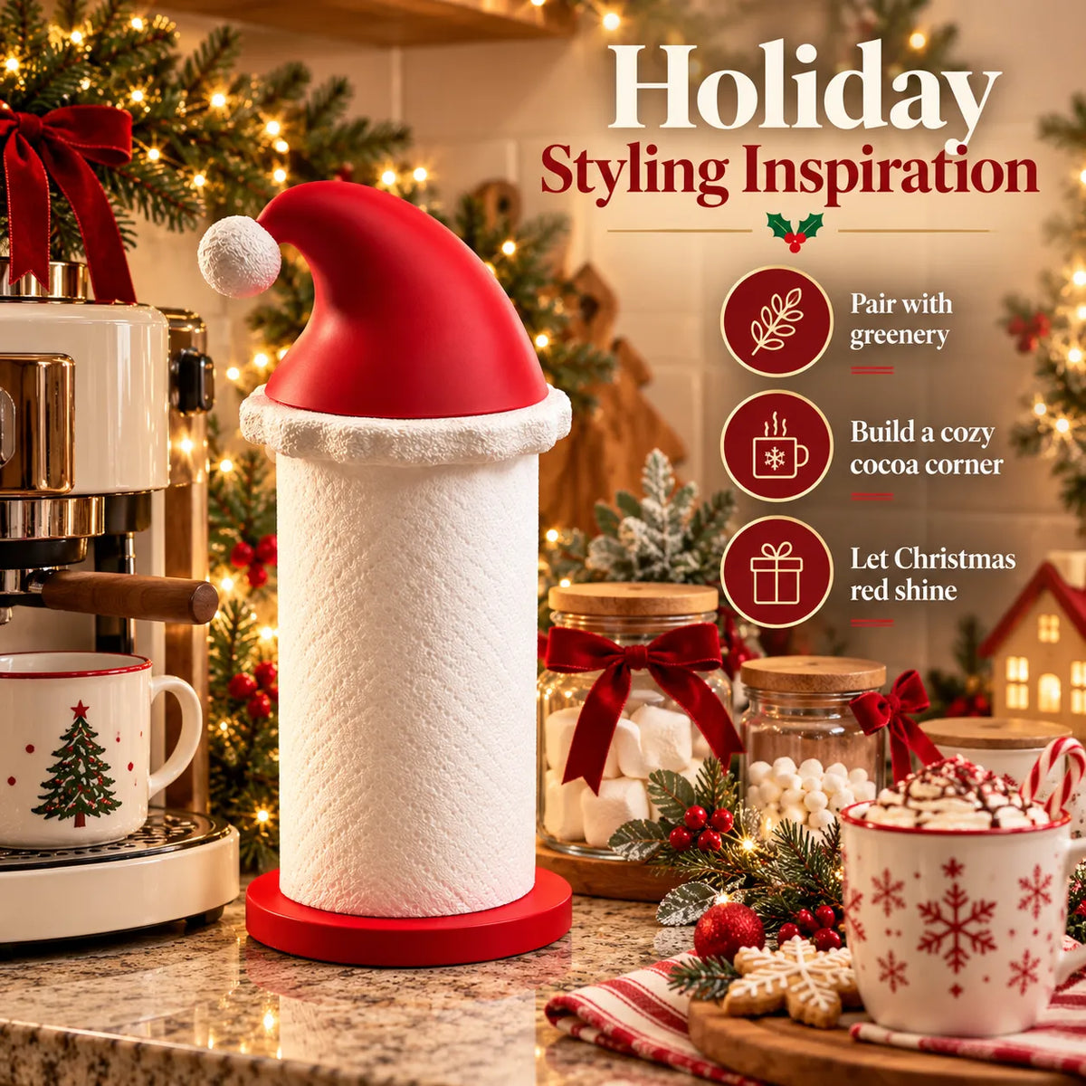 Santa Hat Paper Towel Holder | Festive Kitchen Decor 🎅🎄
