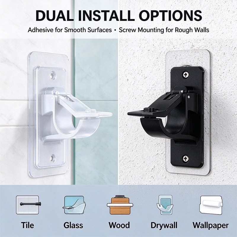 No-Drill Curtain Rod Brackets, Self-Adhesive Multifunctional Acrylic Gel Rod Holder Hooks 🏠