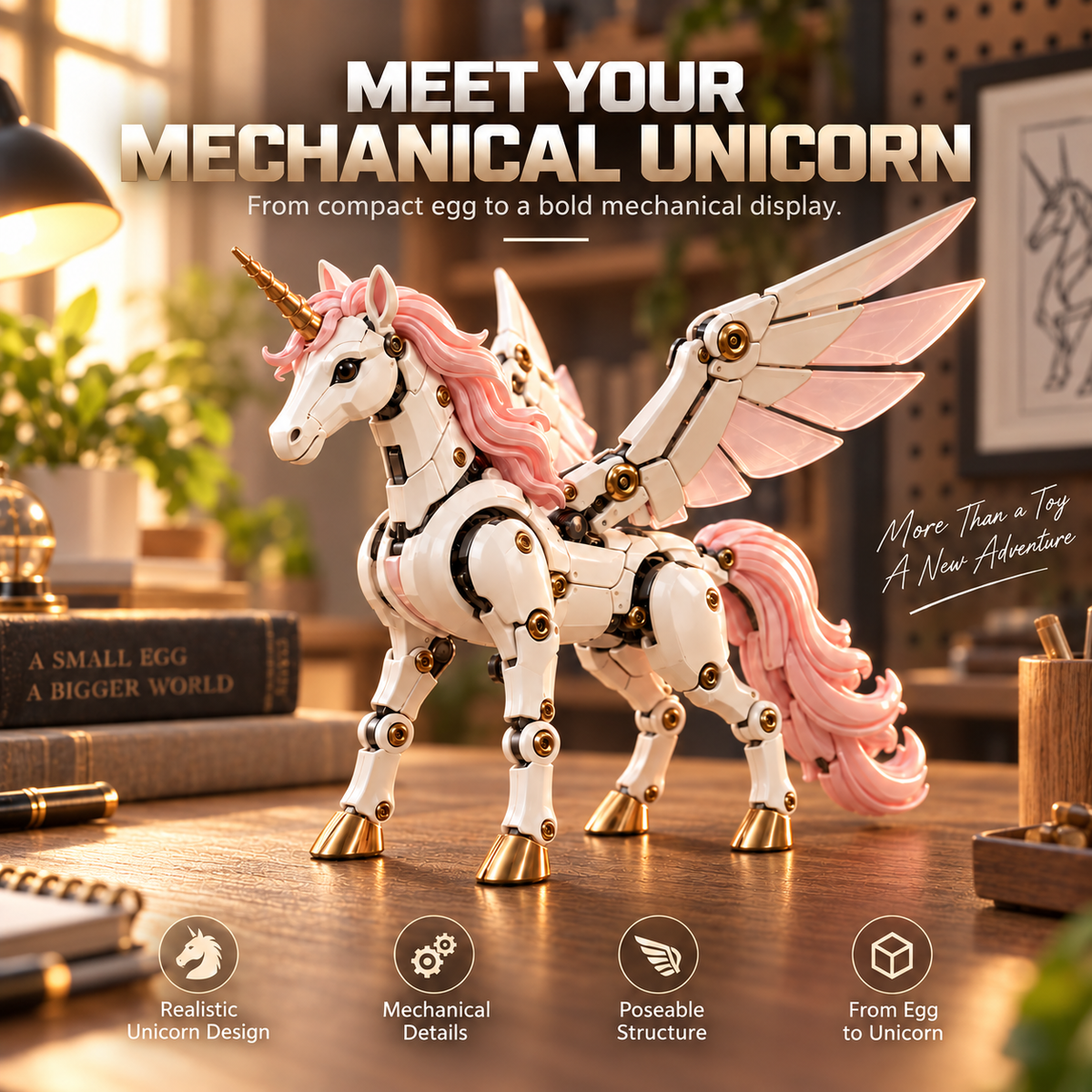 🦄 2-in-1 Transforming Mechanical Unicorn Egg – Winged Fantasy Figure!!!🔥